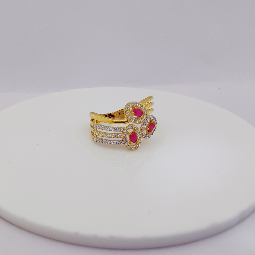 22k Gold Exclusive 3 Colour Stone Ring