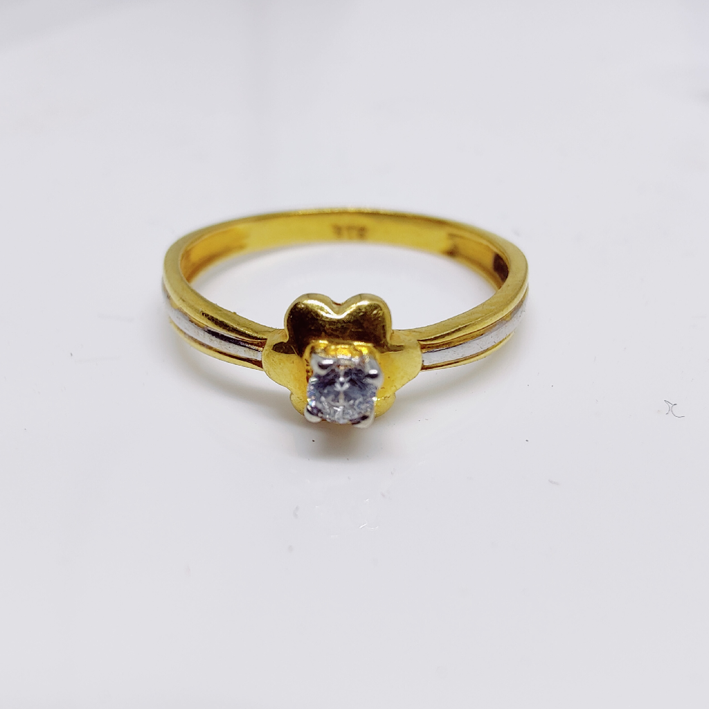 916 gold Floral Pattern single stone ladies ring