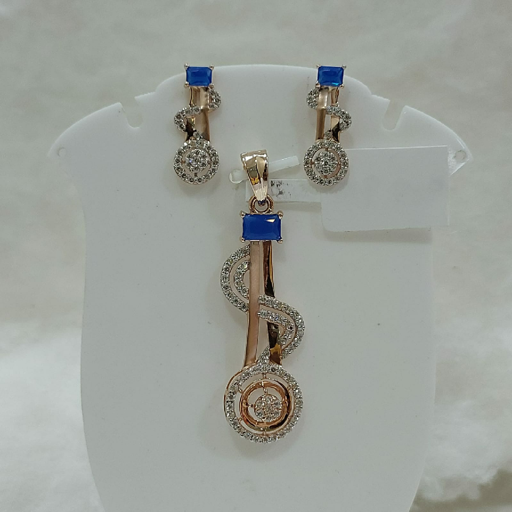 18k gold cz With s letter pendant set