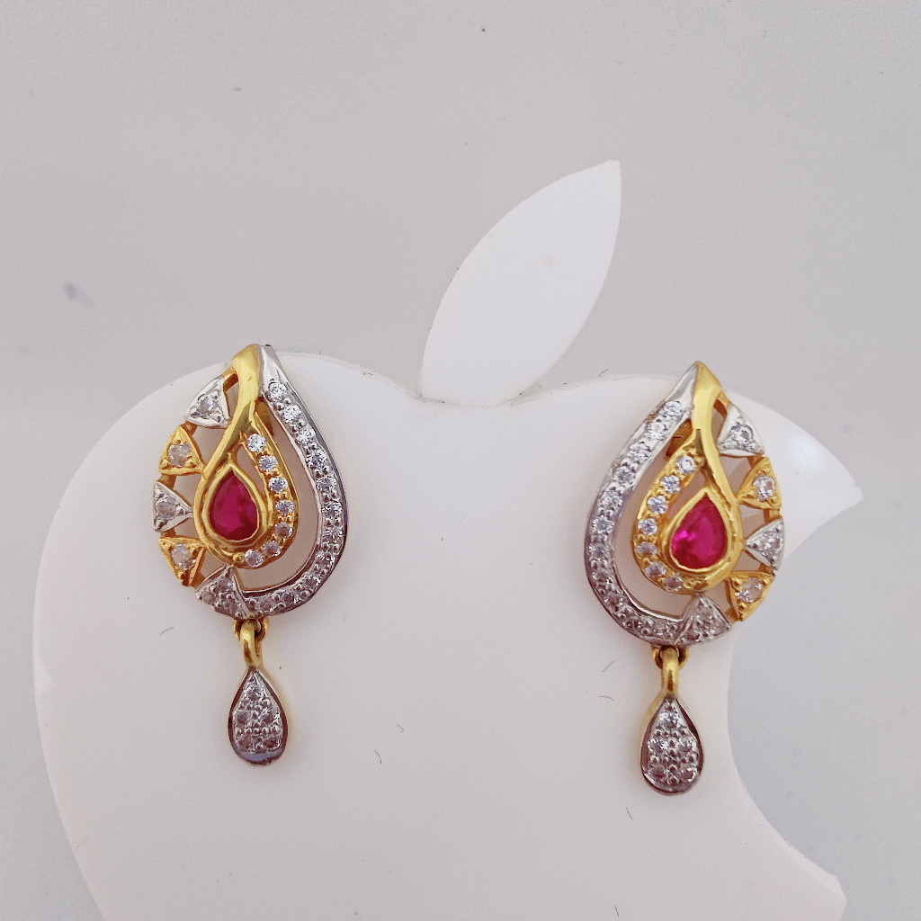 22k Gold Exclusive Red Stone Earring