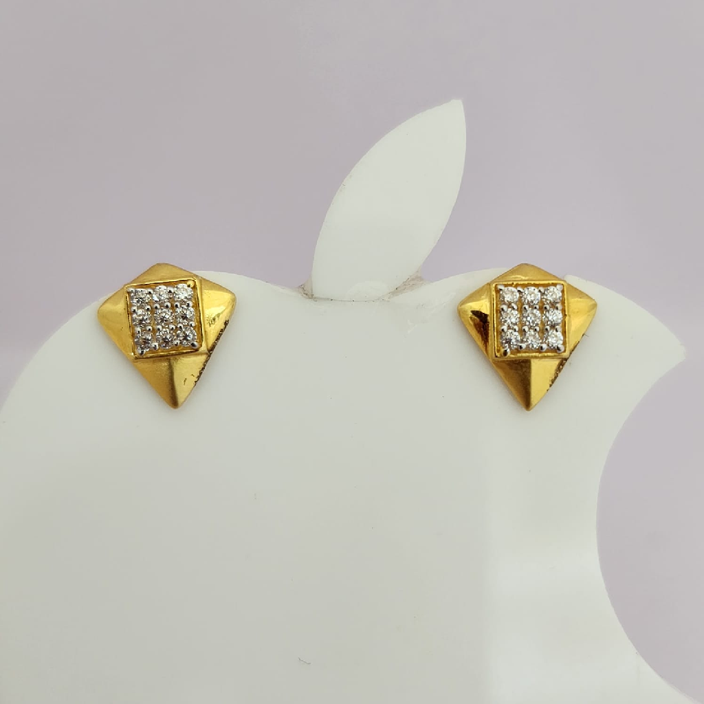 18K Gold Exclusive Square Shape Stone Earrings