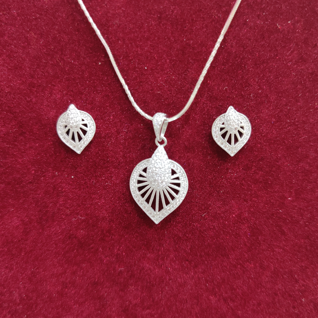 925 silver chain heart shape pendant set