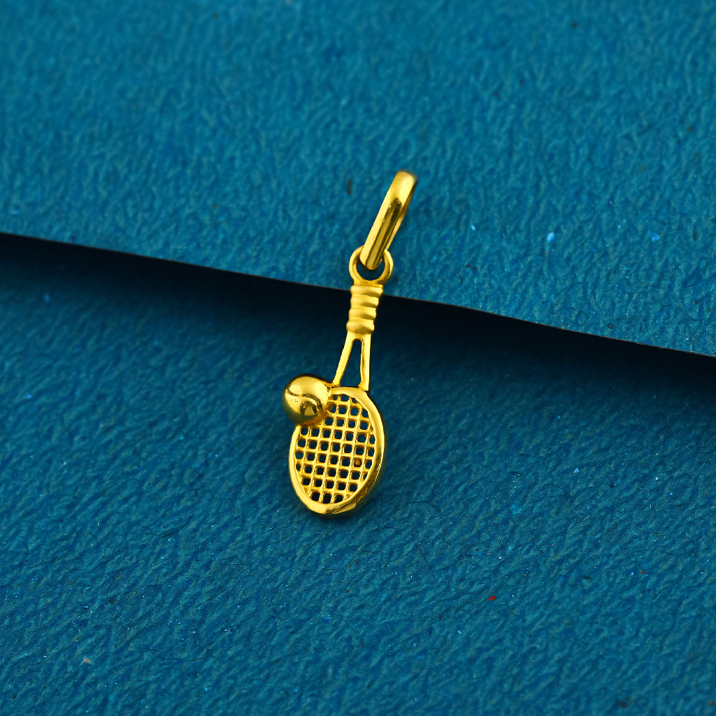 22K Badminton Design Matte Finish Work Fancy Gold Pendant